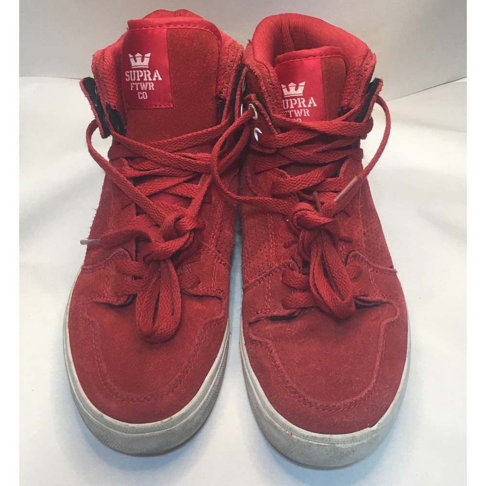 Supra Vaider Shoes Size 8 Red All Suede High Top Skate Sneakers Read Description - Picture 3 of 16